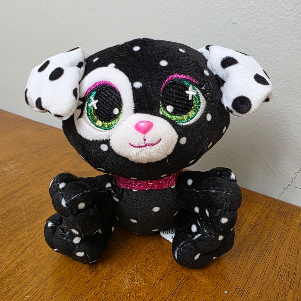 P.lushies Dottie Wooffington Black White Polka Dot Puppy Dog Stuffed‎ Animal Toy